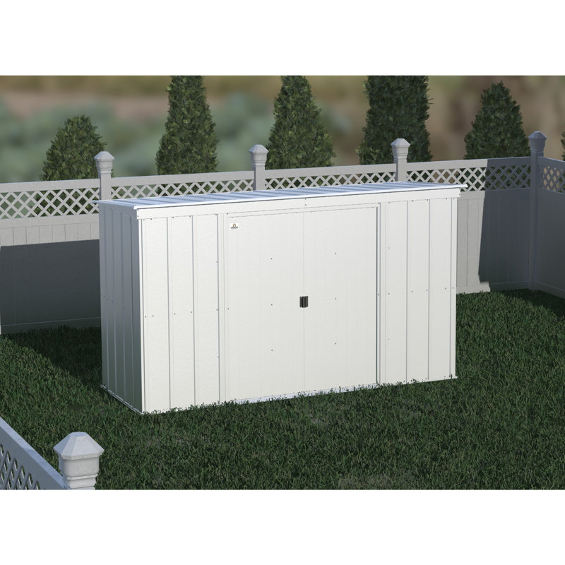 10 ft. x 4 ft. Flute Grey Galvanized Steel Storage Shed