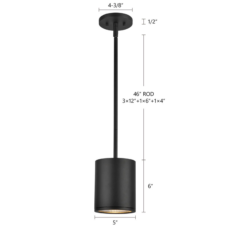 Luminaire suspendu extérieur DEL blanc 6 po (5 po de diamètre) Nordic, Blanc