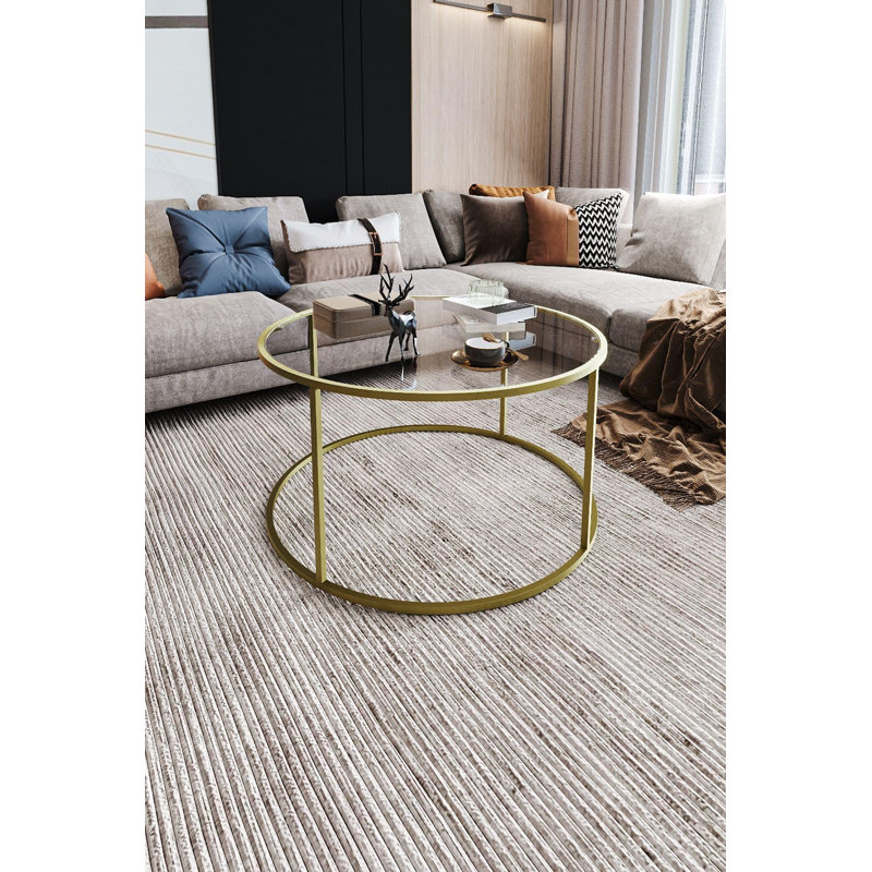 Mercer41 Startis Round Coffee Table 60Cm Black Smoked Tempered Glass ...