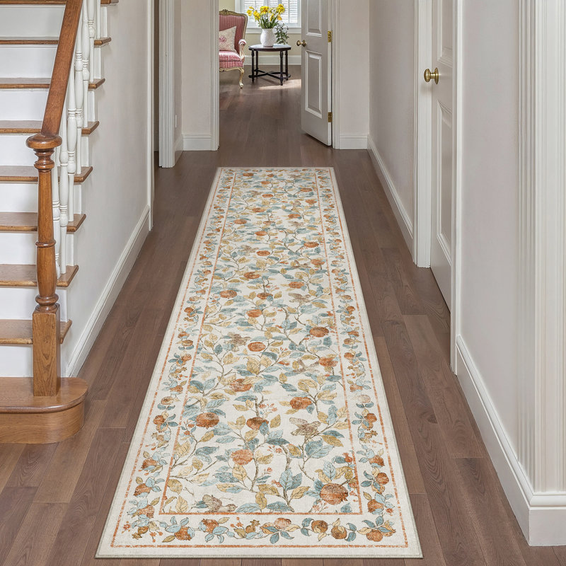 Tapis beige élégant Aurelle, Tapis de couloir 2 pi x 8 pi