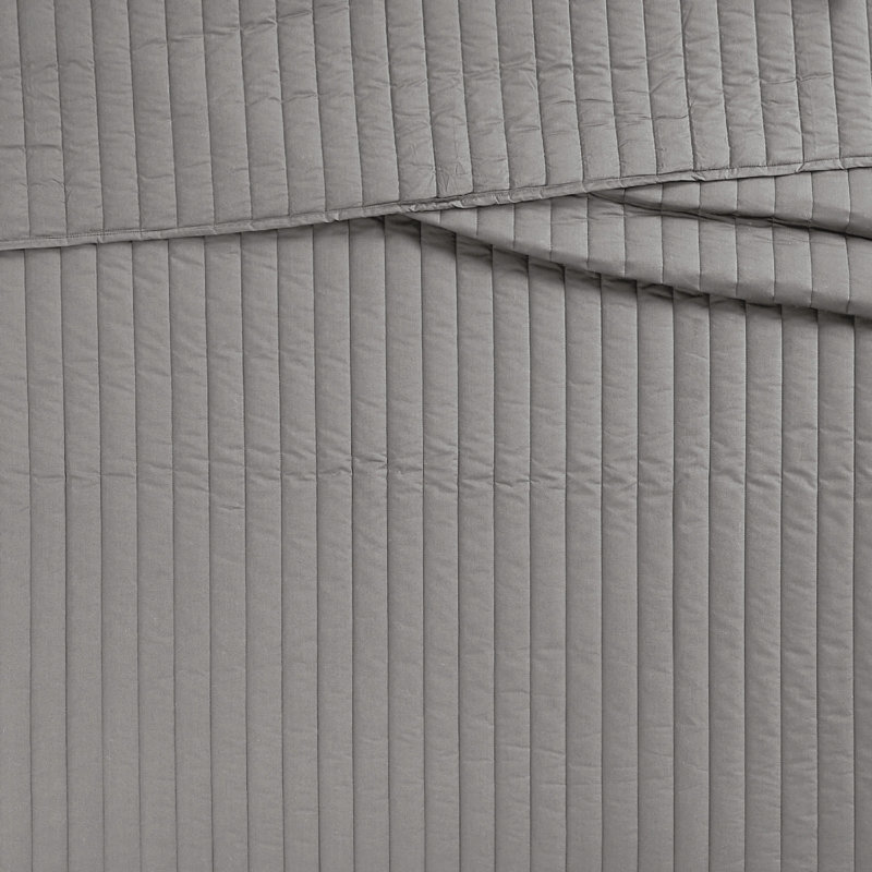 Ensemble de courtepointe en percale de coton 3 pièces Brooklyn Loom, Courtepointe pour lit double/grand et 2 taies déc, Gris