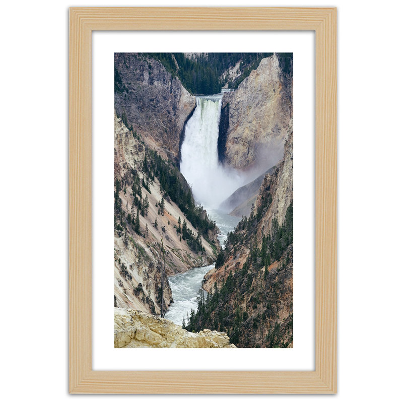 Waterfall - Single Picture Frame Print, Light Brown, 90cm H x 60cm W