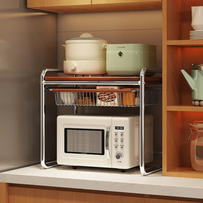 Microwave Oven Shelf With Storage Basket 35*48*51Cm