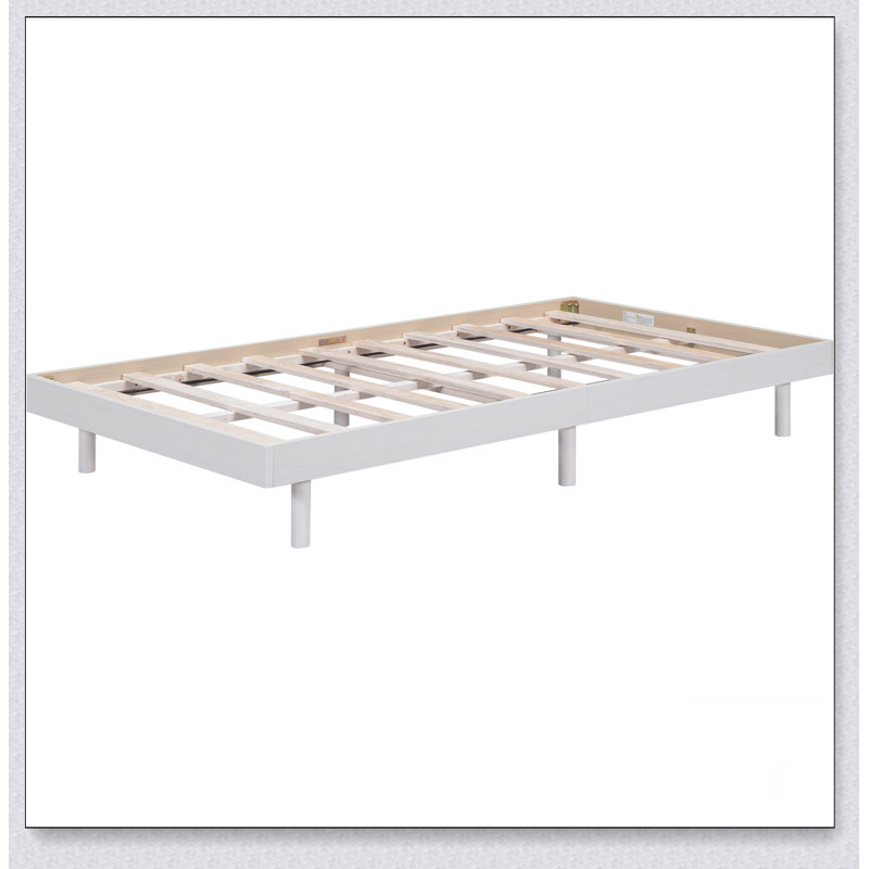 Modern Design Floating Platform Bed Frame, White Washed, Twin