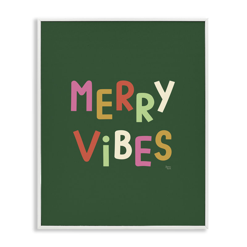 Merry Vibes, texte coloré encadré, estampe numérique, design par Jessica Beck, H 20 po x l 16 po