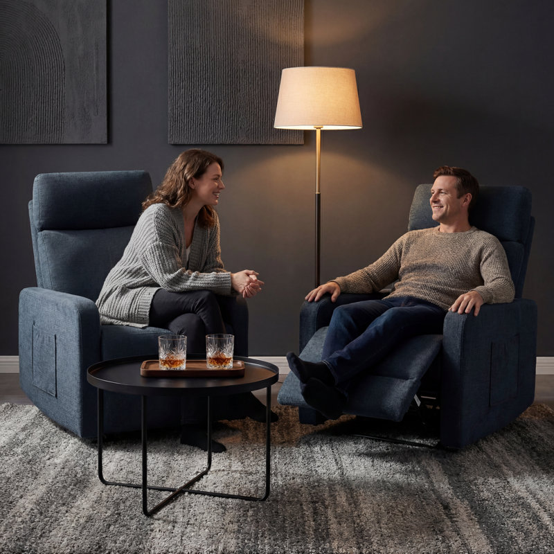 Fauteuil inclinable de 27 po de large avec repose-pieds Chenille, Blue Chenille