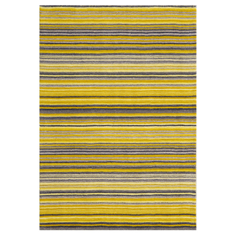 Tarren Handwoven Wool Yellow Striped Area Rug