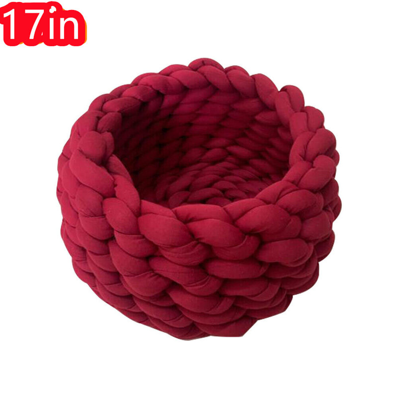 Tapis de lit pour animal de compagnie, Vin rouge, Moyen (l 17 po x P 17 po x H 7,9 po)
