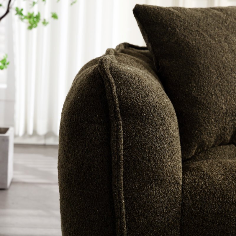  Causeuse capitonnée Bean Bag, Chenille vert olive