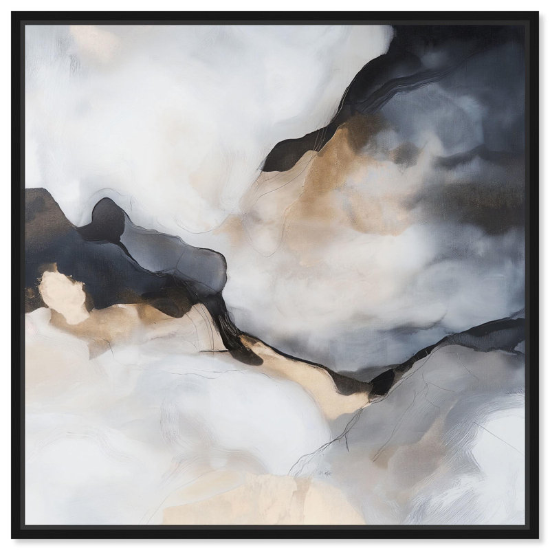 «Blanure II Canvas Neutral Abstracts» par Art Remedy, H 41 po x l 41 po x P 1,8 po, Cadre flottant noir