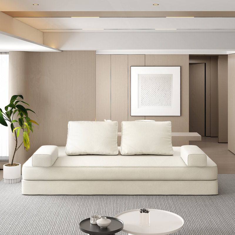 Luxueux canapé moelleux à 3 places Marshmallow, Beige