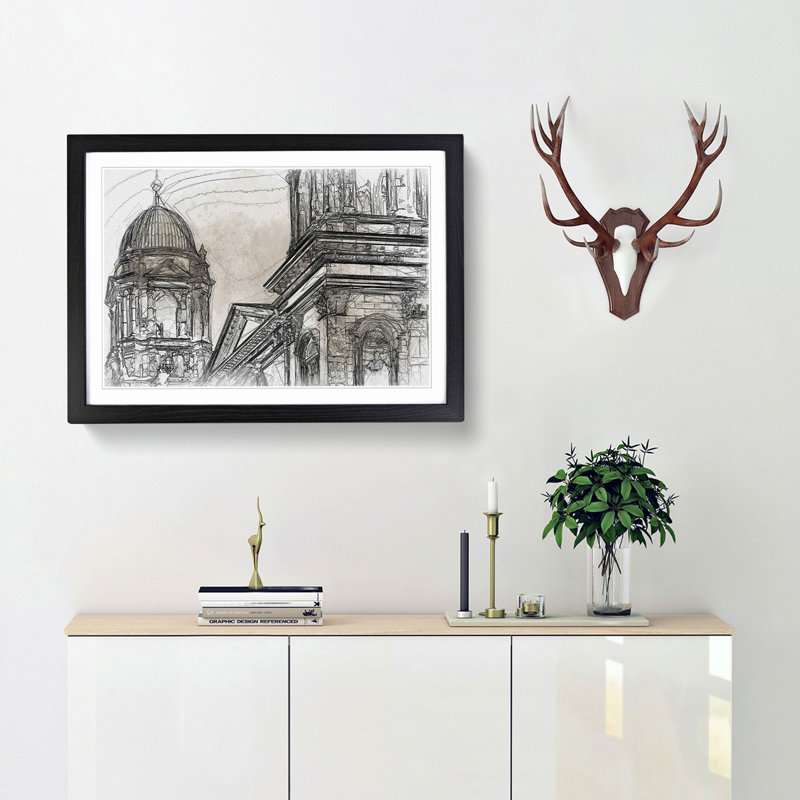 Dom Berlin Cathedral in Abstract - Picture Frame Graphic Art Print, 36cm H x 48cm W x 2cm D, Black Framed