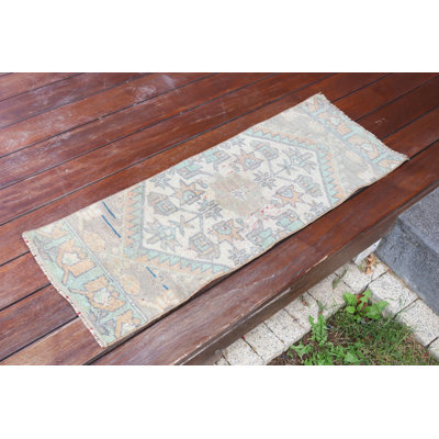 Small Handmade Rustic Decor Antique Turkish Vintage Runner Rug in Vibrant Hues Perfect for Adding a Touch of Traditional Elegance to Any Room