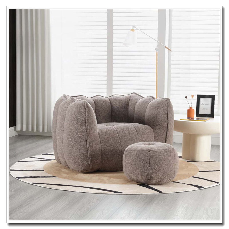 Fauteuil à billes avec repose-pieds en chenille, Café
