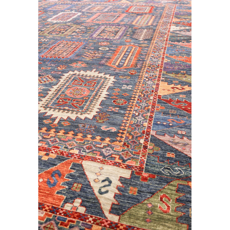 New Turkmen Afghan One-of-a-Kind Rectangle 9'3" X 12' Area Rug