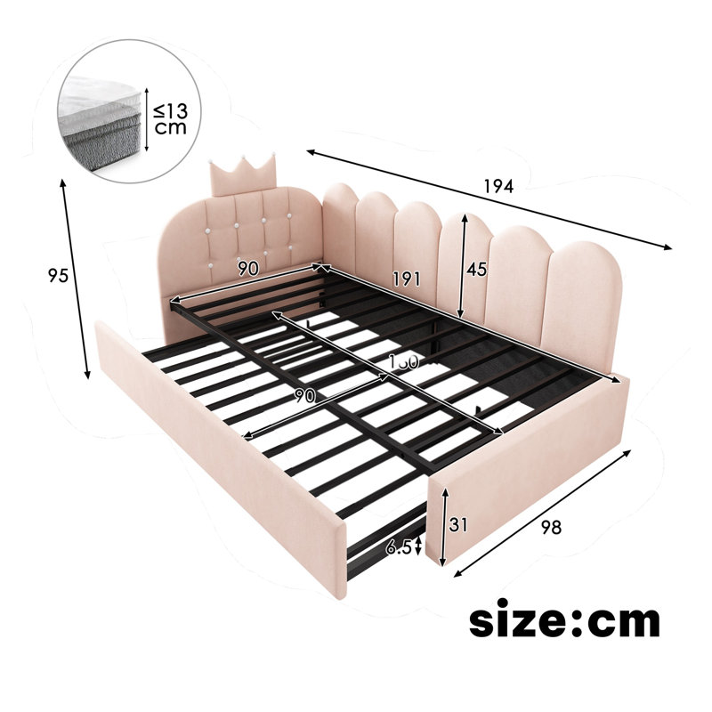 Upholstered Bed, Pink