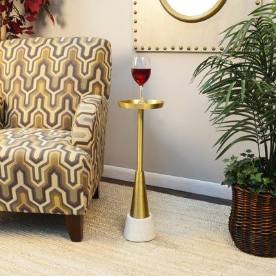 Elegant Gold 8" Round x 24" Side Table with Spill-Resistant Raised Edge