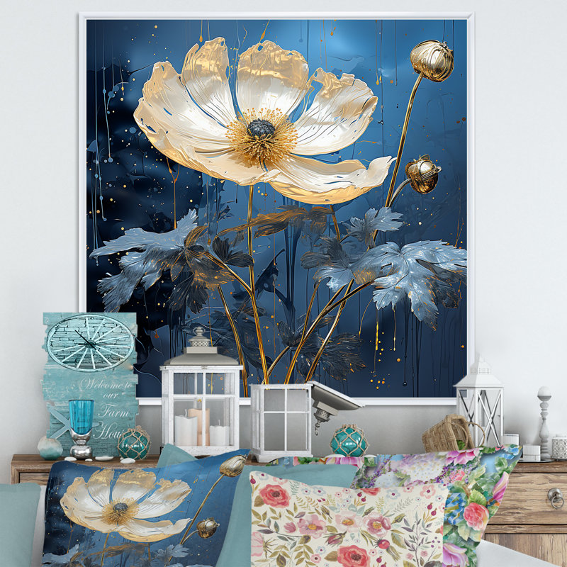 Ranunculus, fleurs sur toile, H 36 po x l 36 po x P 1,5 po, Cadre flottant blanc