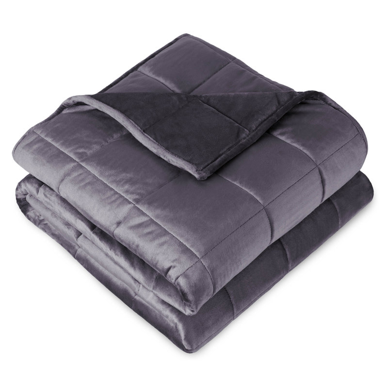  Minky Fleece Weighted Blanket, 60" W x 80" L, 17 lbs, Eggplant