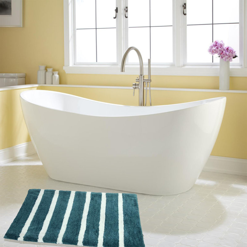 Engleside Non-Slip Bath Rug, 34" W x 21" L, Aqua Blue