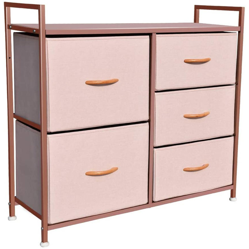 Joelton 32.7'' W 5 - Drawer Dresser, Rose Gold