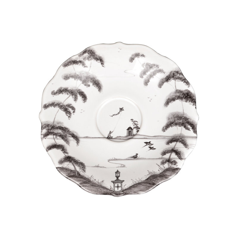 Country Estate Saucer, Flint Gray/White