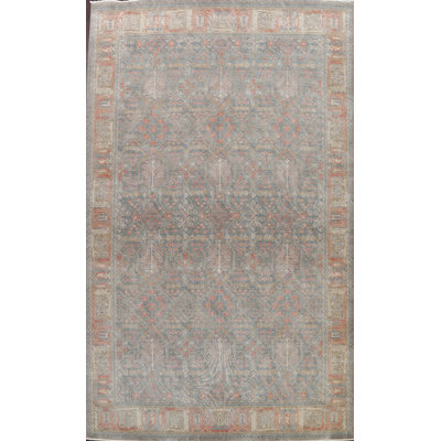 Tapis oriental en laine rouge / gris / beige
