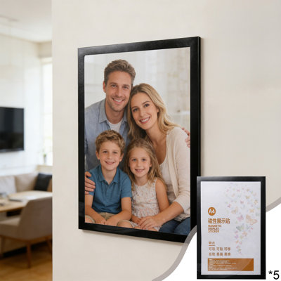 A4 Black Magnetic Display Sticker Selfs Adhesive Removable Document Frame For Office Home And School Use