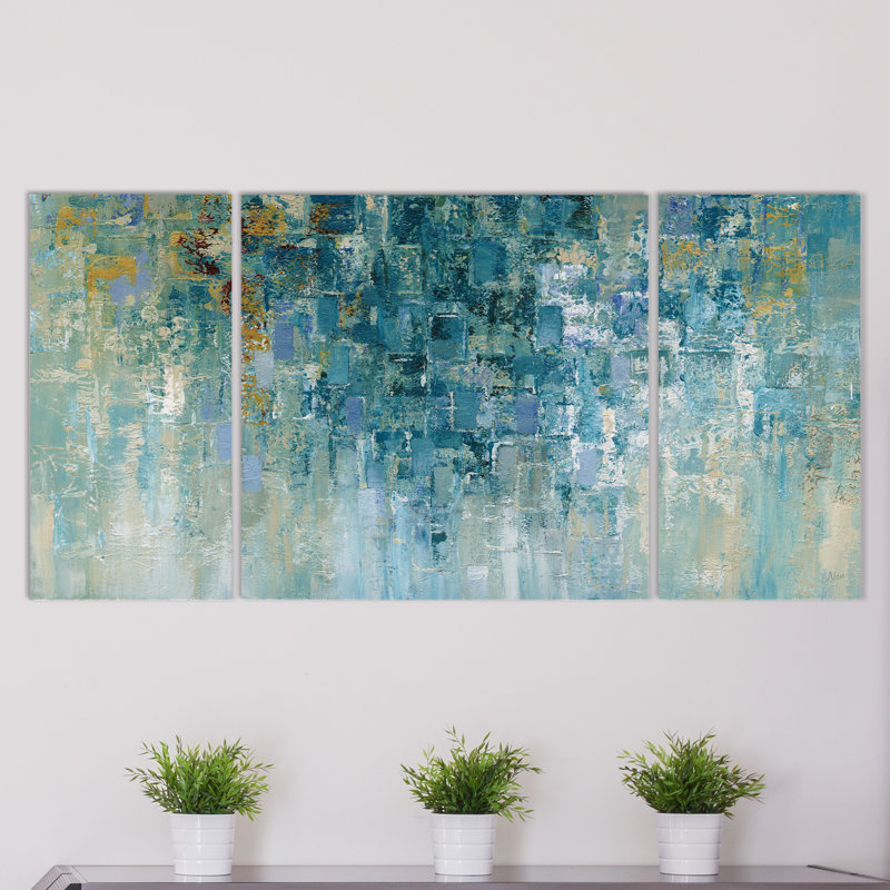«I Love the Rain», ensemble de 3 reproductions d'art sur toiles, H 24 po x l 48 po x P 1,5 po