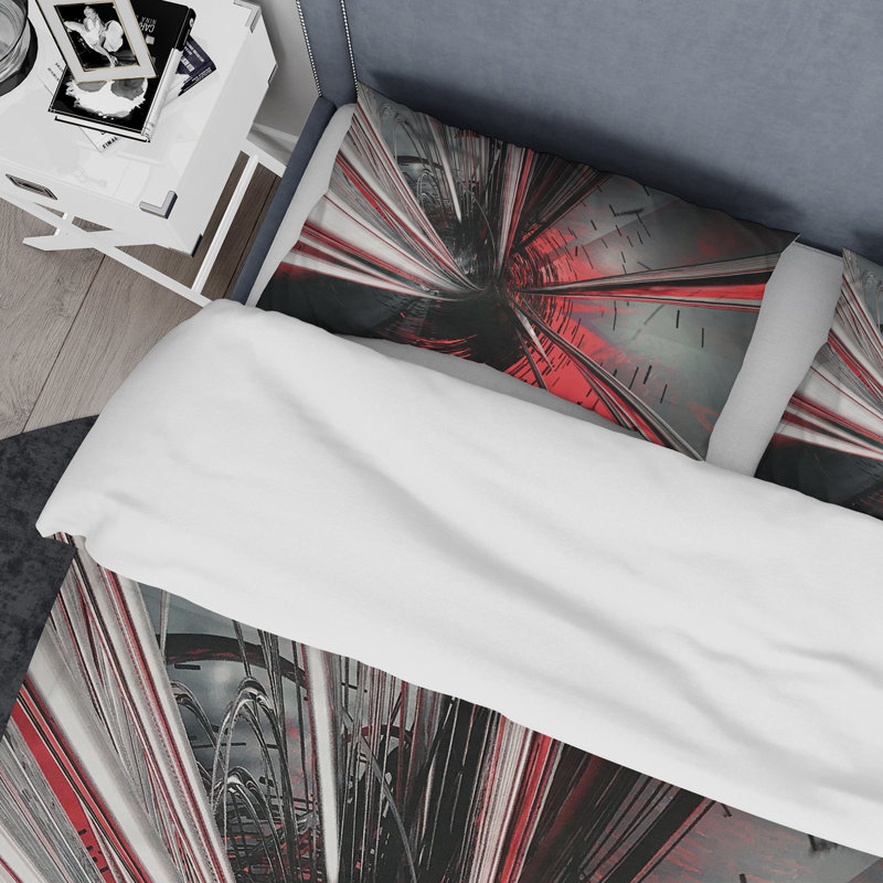 Fractal 3D Deep into Middle - Abstract Duvet Cover Set - Microfiber Polyester, Twin Duvet Cover + 1 Sham