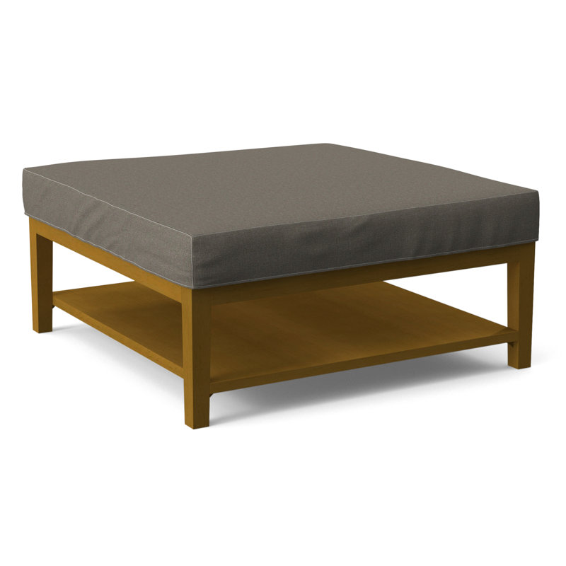 Hammond Square Ottoman, Antique Black Finish, Gray Sugar Performance; 0863-84