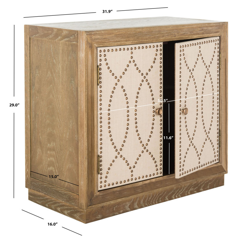 Studded Accent Cabinet, Rustic Oak