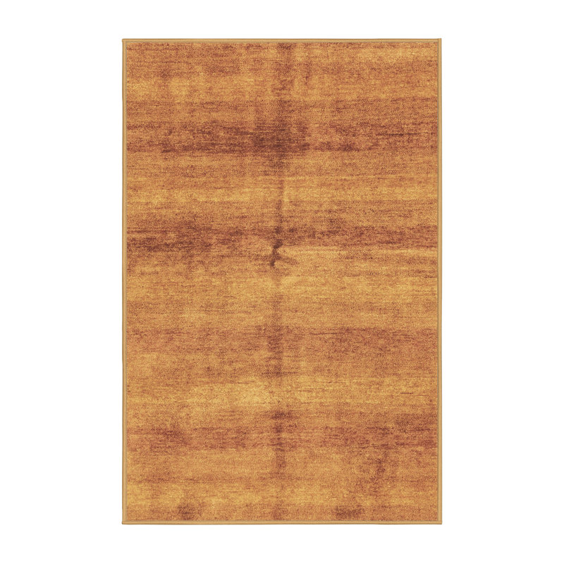 Tapis brun rectangulaire en laine et polyester à motif abstrait tissé à la machine 6 pi x 9 pi