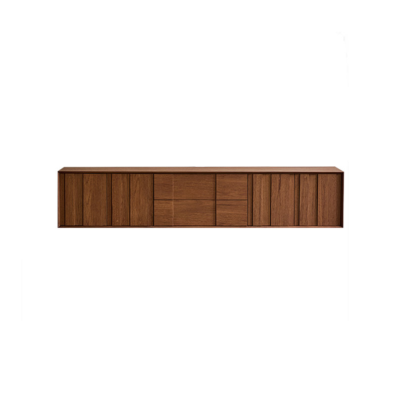 Meuble télé moderne en bois avec fond fermé, H 15,75 po x L 70,86 po x l 15,75 po, Marron clair