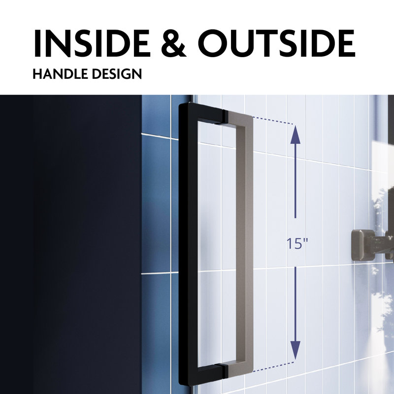 44" - 48" W x 75” H H Frameless Single Sliding Glass Shower Doors | 3/8” (10mm) Thickened Clear Tempered Glass | Leak-Proof | Durable Stainless-Steel Hardware | Adjustment Uneven Walls