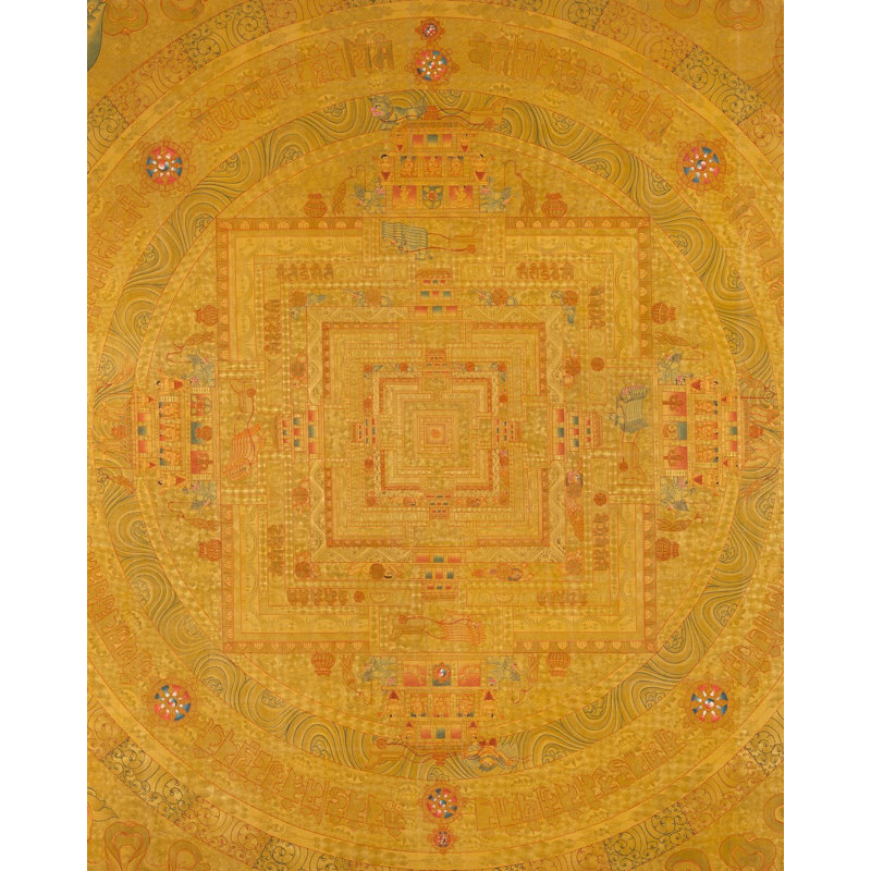 Golden Kalachakra Mandala Thangka (Thangka sans brocart)