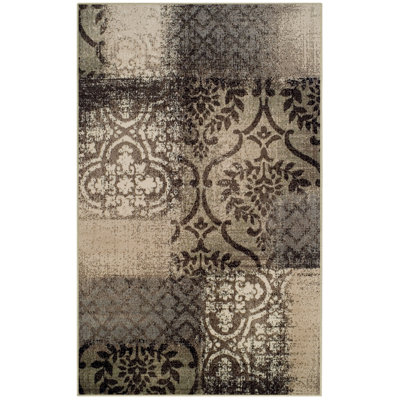 Tapis intérieur damassé délavé à motif abstrait Yvette