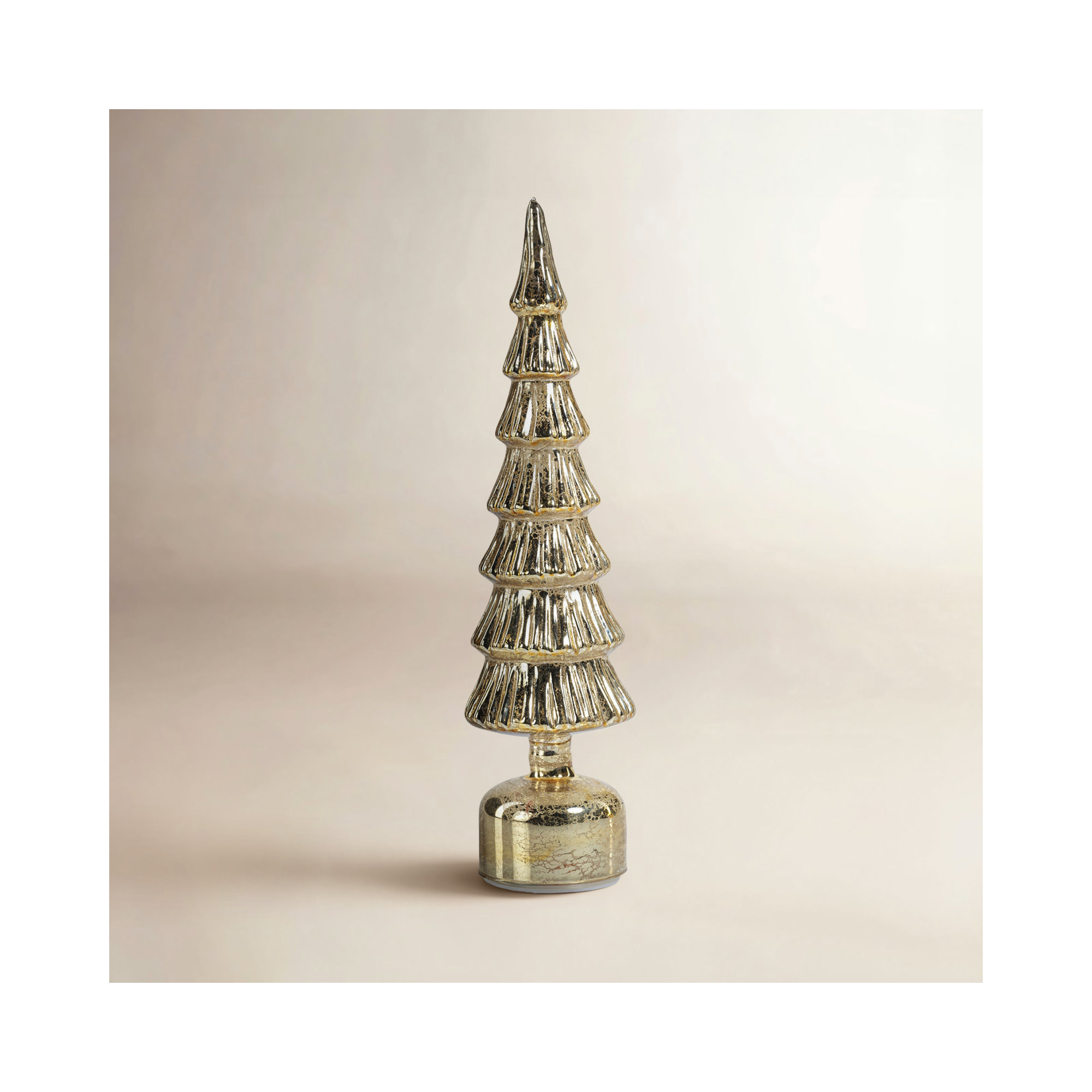 Merrigan Rotating LED Holiday Tabletop Tree, 16.5" H x 4" W x 4" D, Antique Gold