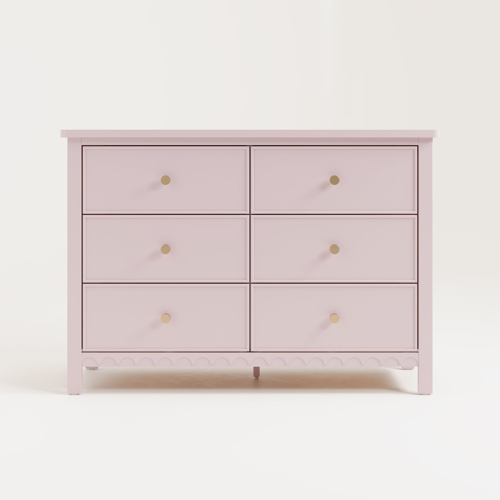 Sasha 6-Drawer Double Dresser, Blush