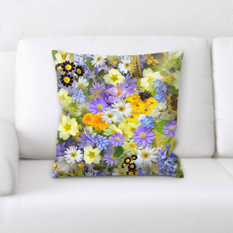 Floral Microsuede Throw Pillow