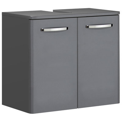 Quickset 327 60cm Single Bathroom Vanity Base Only in High Gloss Anthracite/Gloss Anthracite