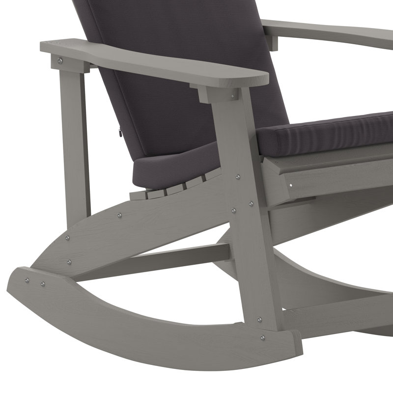Chaises Adirondack berçantes d'intérieur / extérieur avec coussins, Gris