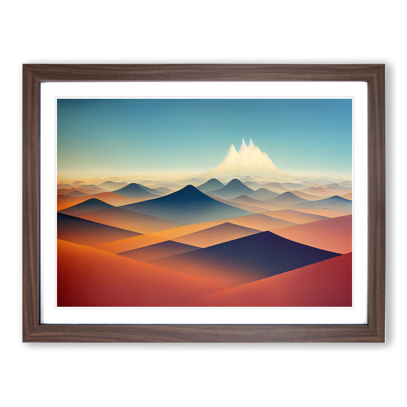 XH1022-9668X Virtuous Abstract Mountains - Single Picture Frame Print, 25cm H x 34cm W x 2cm D, Walnut Framed