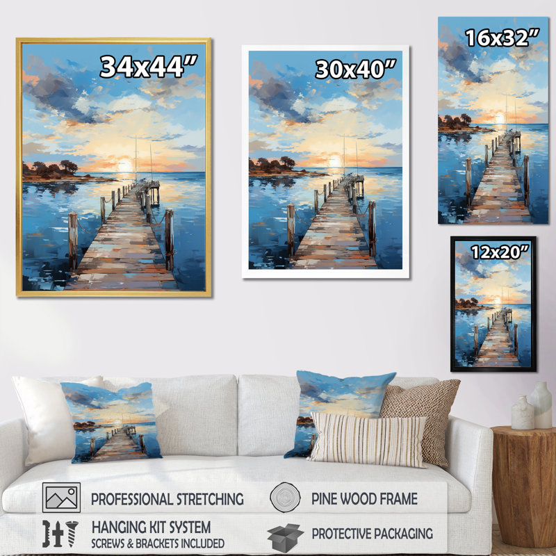 Trym Pier and Dock Nautical I, reproduction d'art sur toile, H 20 po x l 12 po x P 1 po, Toile tendue
