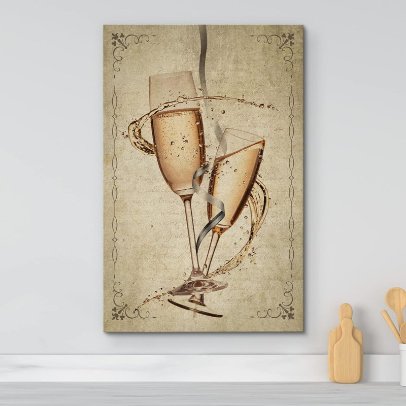 Tourbillon de verre rétro rétro sur toile de champagne, H 36 po x l 24 po x P 1,5 po