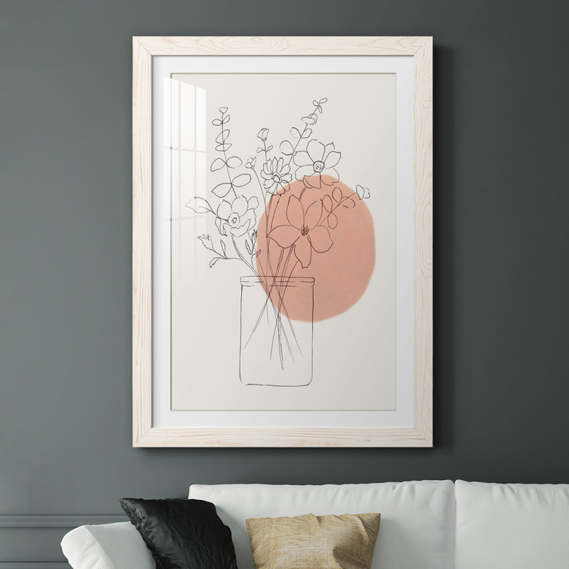 Contemporary Wildflower Bouquet - Peinture encadrée, H 31,5 po x l 23,5 po x P 1,5 po, Papier encadré blanc