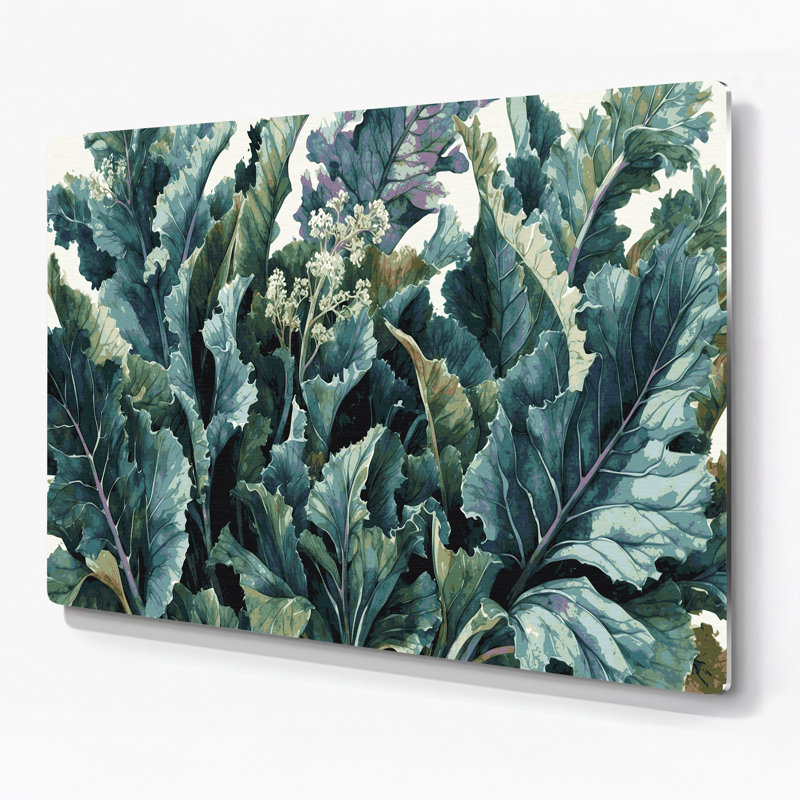 Légumes, art mural en métal bleu chou frisé, H 24 po x l 36 po