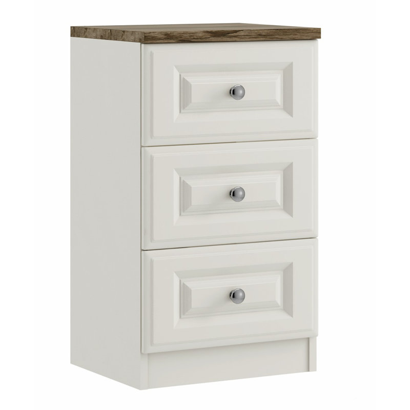 47cm W Manufactured Wood Bedside Table, White/Smoked