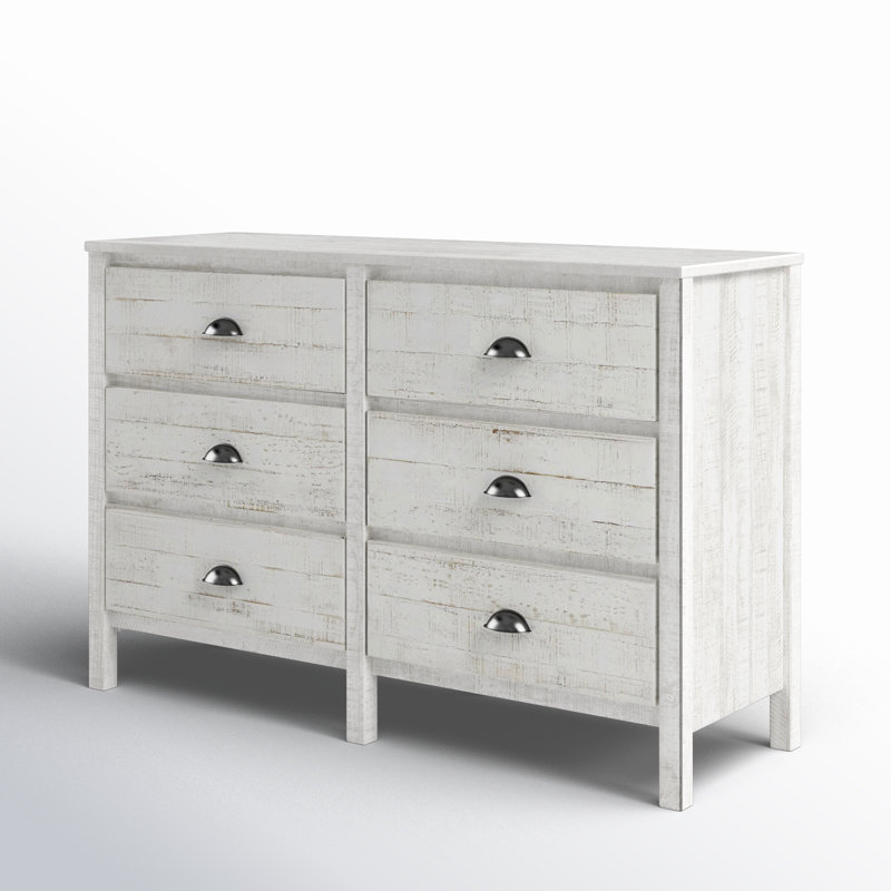 Commode 6 tiroirs Ballast, Blanc rustique