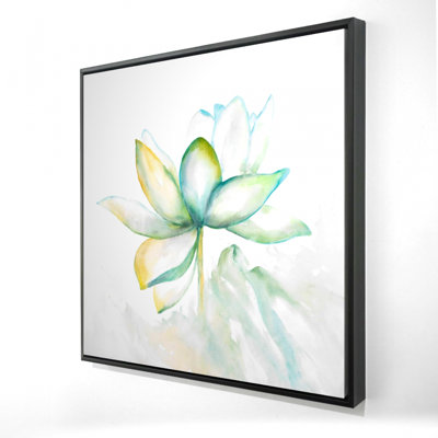 Fleur de lotus abstraite | Décoration murale verte sur toile botanique